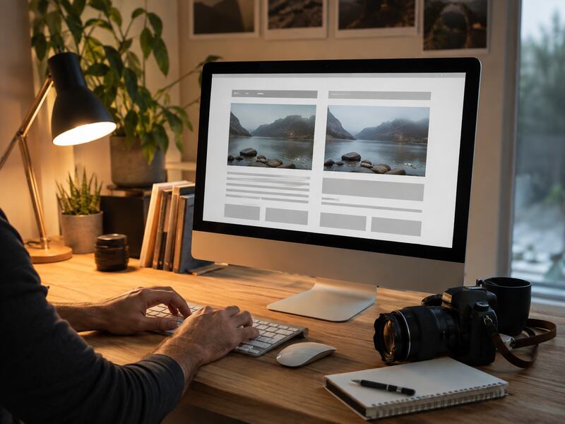 Creación de contenido web y optimización de fotografías antes de publicarlas