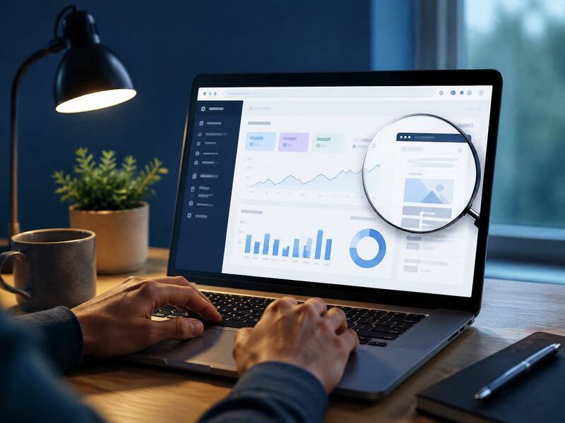 Persona revisando la visibilidad de una web en Google Search Console